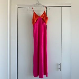 Bright Two-Tone Slip Dress in Pink and Orange